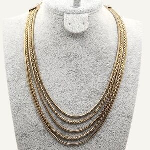 Vintage Layered Statement Necklace Marvella Chain 5 Strand Minimalist Luxury